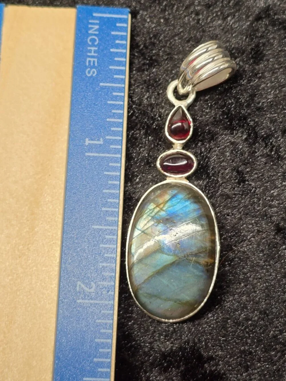 Ruby & Labradorite Pendant, Natural Gemstone Crystal Jewelry